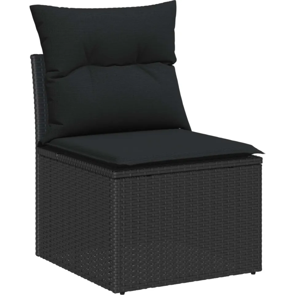 vidaXL Tuinbankenset 10 st Zwart poly rattan, foto 4