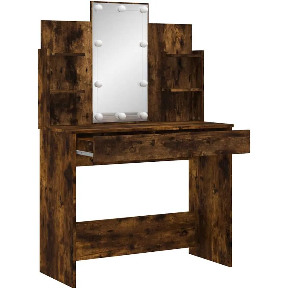 vidaXL Kaptafel met LED-verlichting 96x40x142 cm gerookt eikenkleurig, foto 3