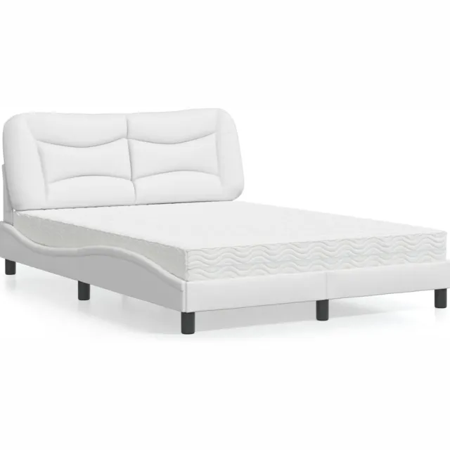 vidaXL Bed met matras "Hvar" kunstleer wit 140x200 cm