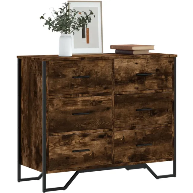 vidaXL Ladekast 91x35,5x74,5 cm bewerkt hout gerookt eikenkleurig Bruin