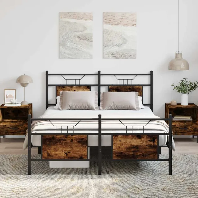 vidaXL Bedframe zonder matras hout gerookt eikenkleurig 140x200 cm