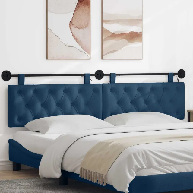 vidaXL Hangend hoofdbord Blauw Stof