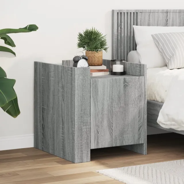 vidaXL Nachtkastje 45x50x50 cm bewerkt hout grijs sonoma eikenkleurig, foto 2
