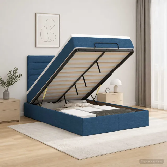 vidaXL Ottoman bed met matras met hoofdeinde Blauw 120 x 190 cm Stof