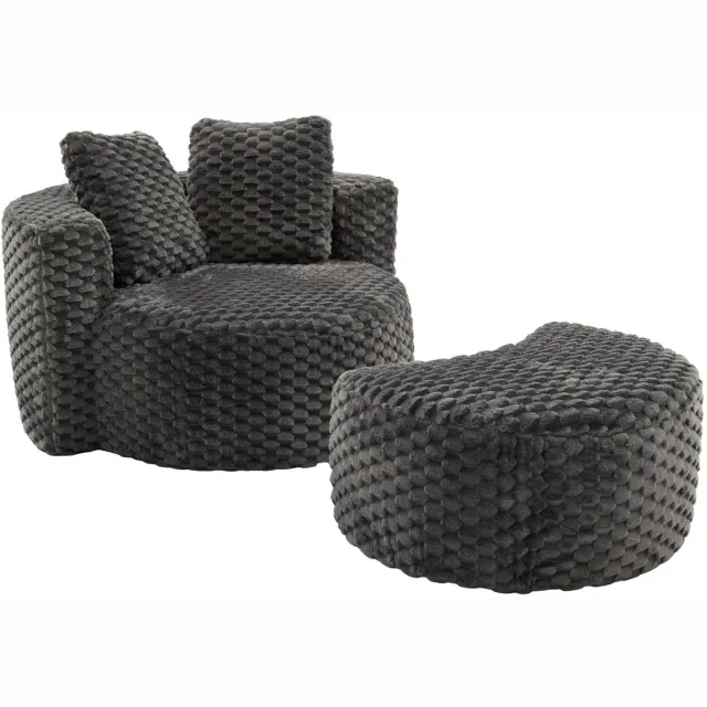 YYchan fauteuil met voetenbank - grijs - 129 x 116 x 65 cm