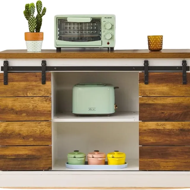 Lina Dressoir met Schuifdeuren - Dressoir Kasten - Opbergkast Wit