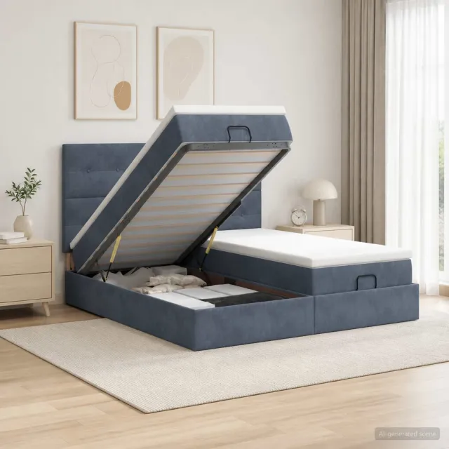 vidaXL Ottoman bed met matras met hoofdeinde 2 st Donkergrijs Fluweel