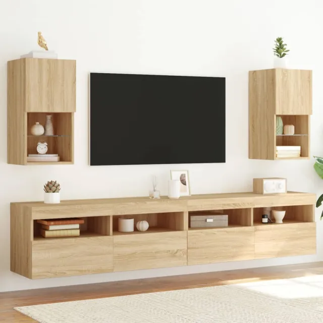 vidaXL Tv-meubelen 2 st LED-verlichting 30,5x30x60 cm sonoma eiken, foto 2