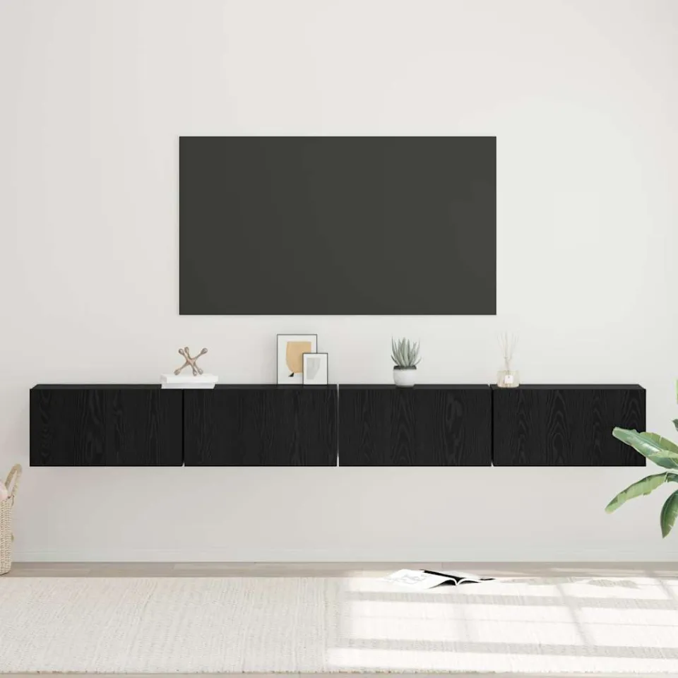 vidaXL Tv-meubelset 4 st 60 x 30 x 30 cm Zwart Eiken, foto 4