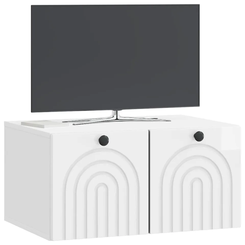 vidaXL Wandbeugel TV-kast Hoogglans Wit 59,5 x 41 x 30 cm Bewerkt hout