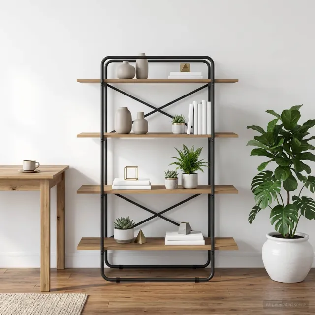 vidaXL Boekenrek 4-laags 100 x 35 x 140 cm PB Artisanaal eiken, foto 2