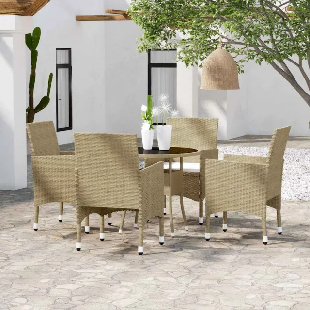 vidaXL 5-delige Tuinset poly rattan beige, foto 2