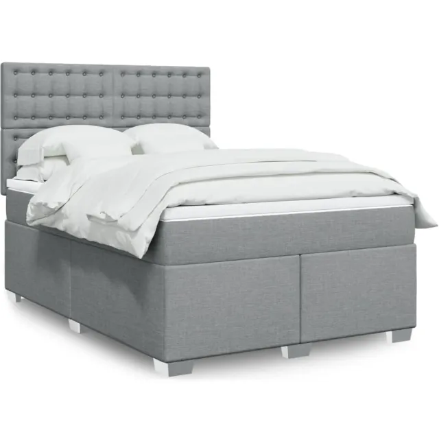 vidaXL Boxspring met matras stof lichtgrijs 140x190 cm grijs