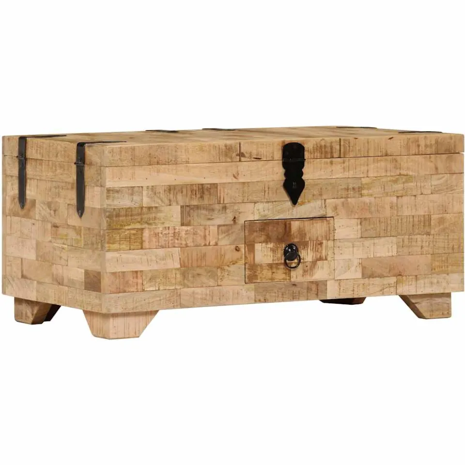 vidaXL Salontafel 80x40x35 cm massief mangohout bruin, foto 3