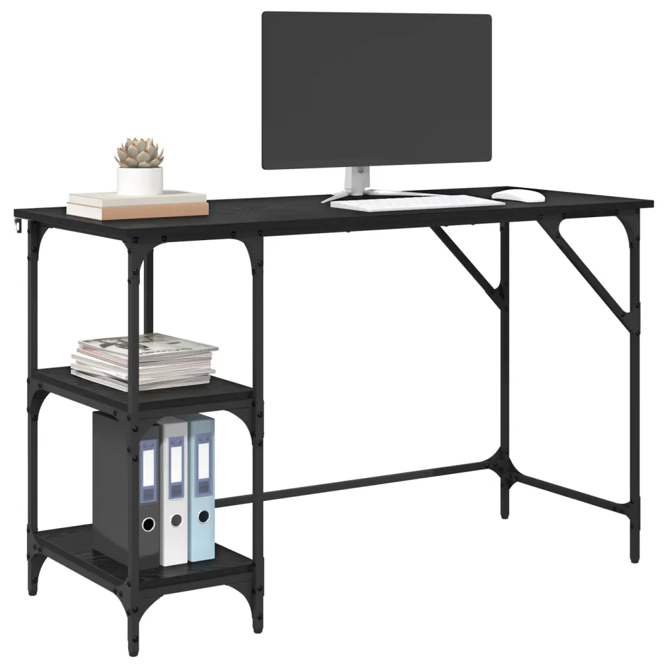 vidaXL Bureau Zwart Eiken 120 x 50 x 75 cm Bewerkt hout