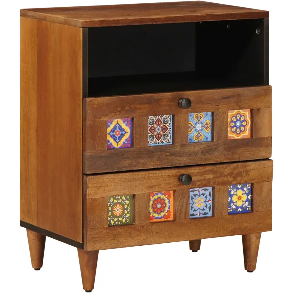 vidaXL Nachtkastje Bruin 50 x 33 x 62 cm Massief Mango Hout, foto 3