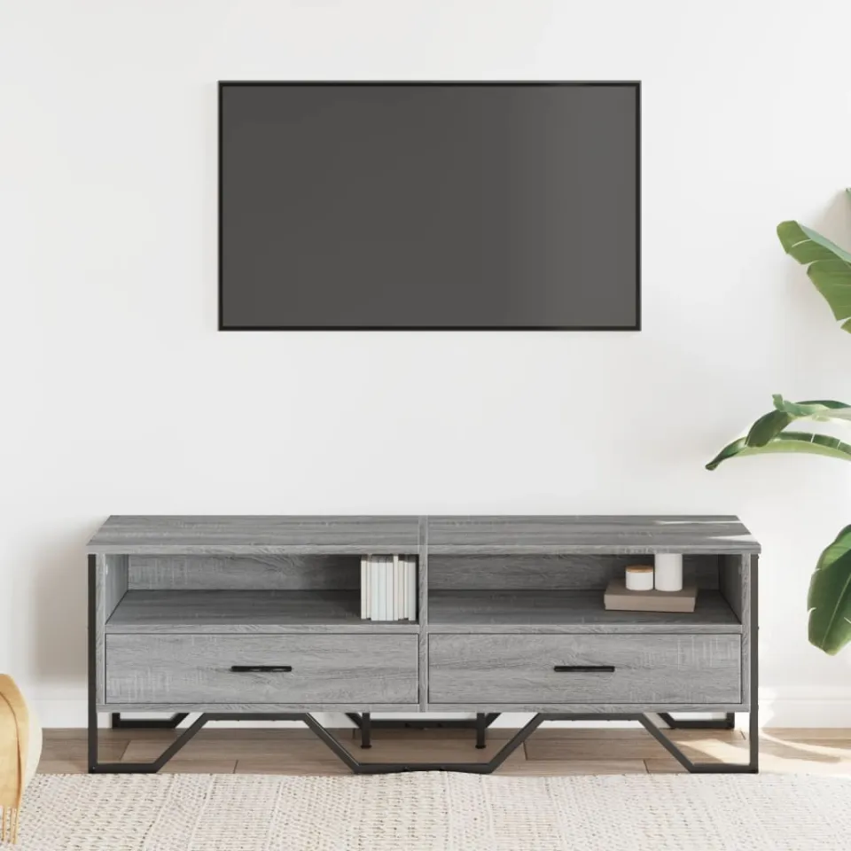vidaXL Tv-meubel 122x34x41 cm bewerkt hout grijs sonoma eikenkleurig, foto 2