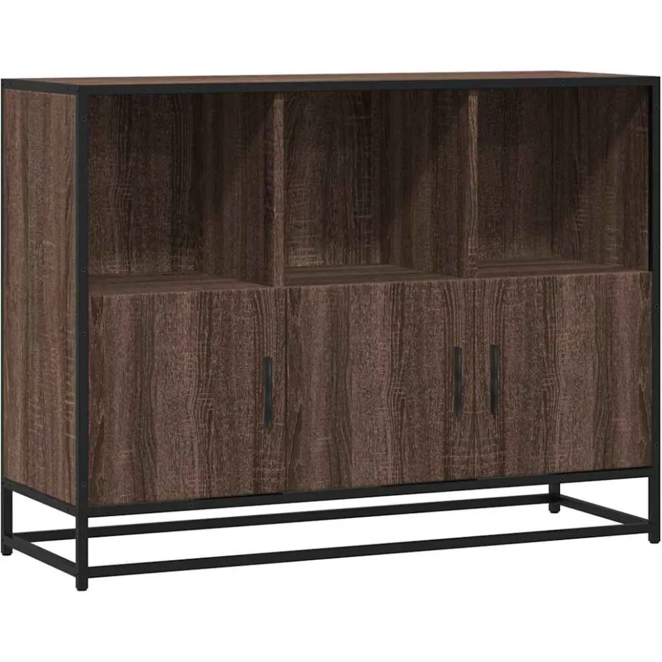 vidaXL Dressoir 100x35x76 cm bewerkt hout bruin eikenkleur, foto 3