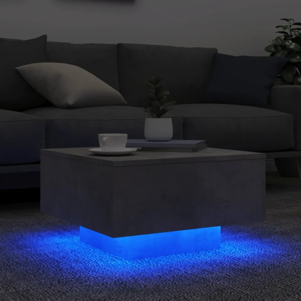 vidaXL Salontafel met LED-verlichting 55x55x31 cm betongrijs grijs, foto 2
