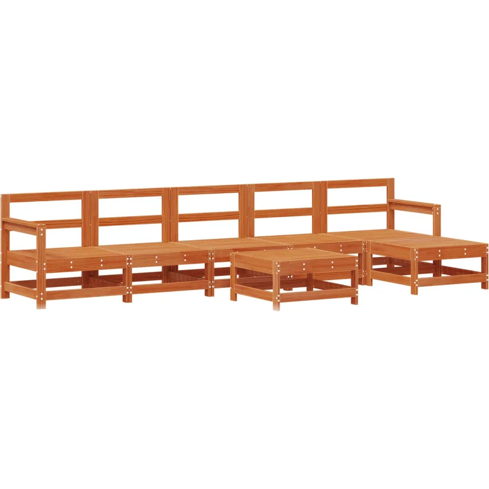 vidaXL Tuin loungeset 7 st Wax Bruin Den Massief grenenhout