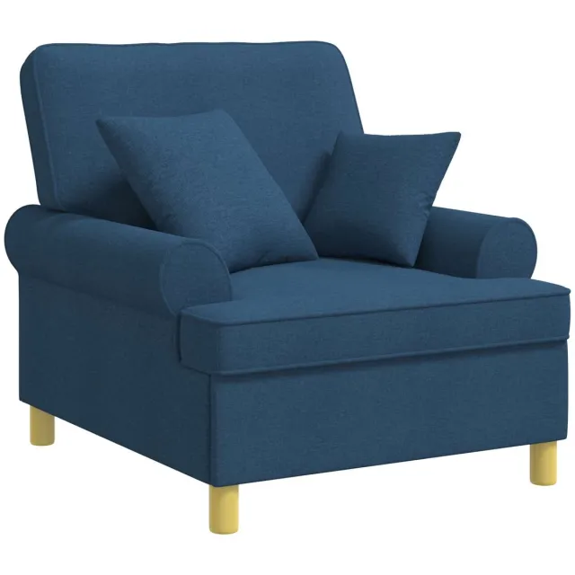vidaXL XL - fauteuil - met - kussens - Blauw - Stof