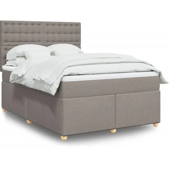 vidaXL Boxspring met matras stof taupe 160x200 cm