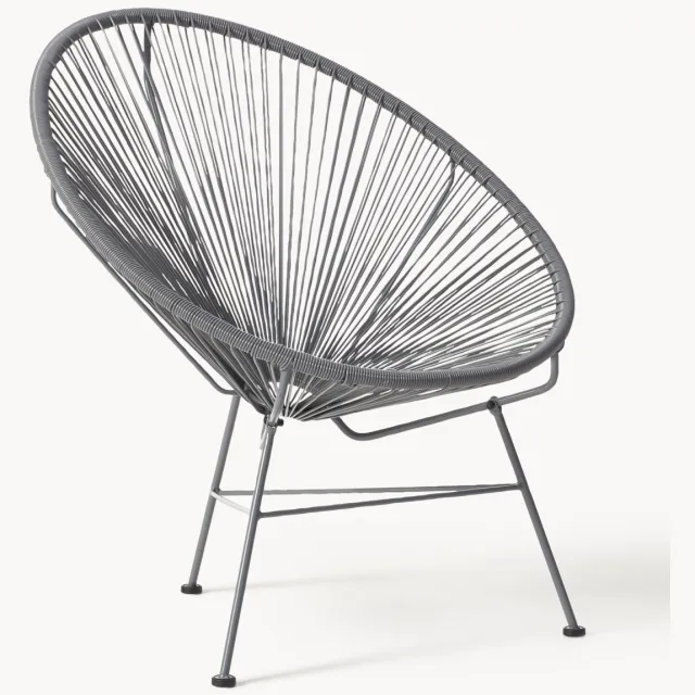Westwing Collection Loungefauteuil Bahia van kunststoffen vlechtwerk Grijs