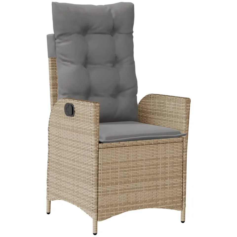 vidaXL 7-delige Tuinset met kussens poly rattan gemengd beige