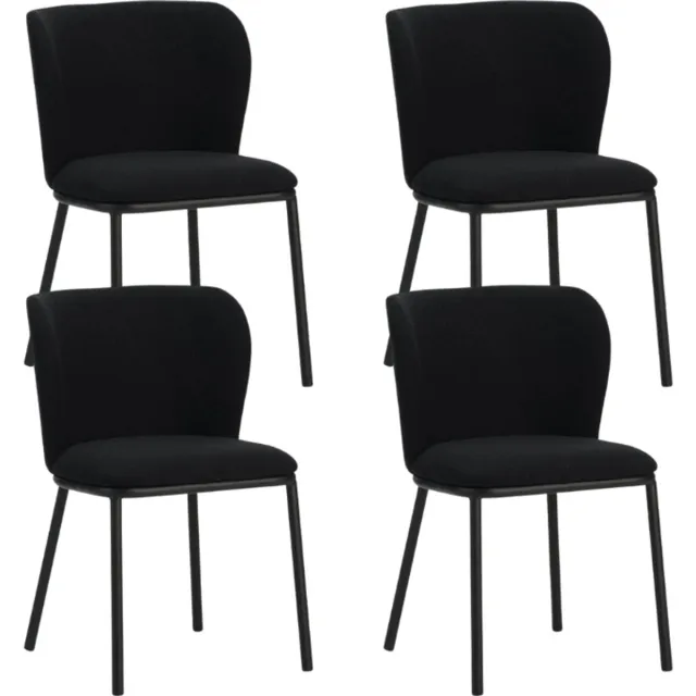 Dimehouse Set van 4 Eetkamerstoelen Tess Zwart Bouclé Stof - Zonder Armleuningen - Stof - Scandinavisch & Basic