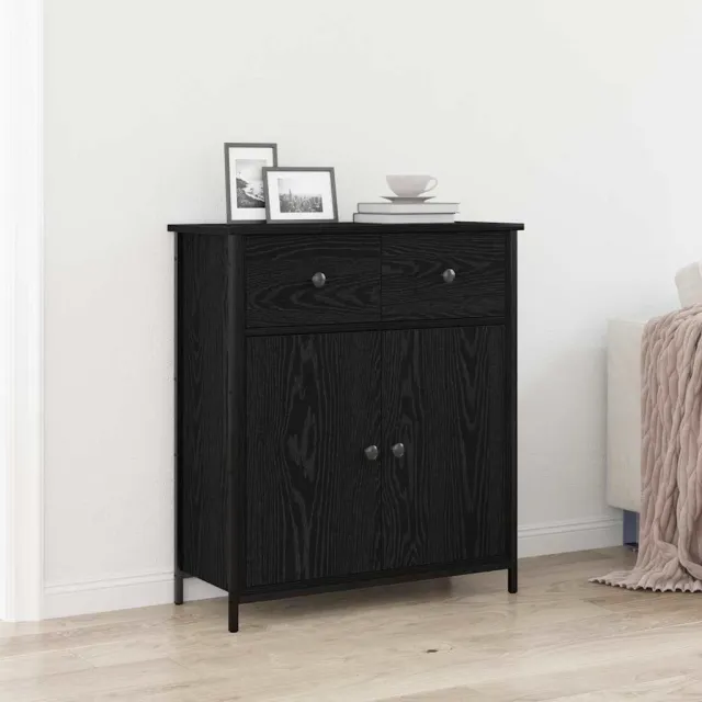 vidaXL Dressoir Zwart Eiken 70 x 30 x 80 cm Bewerkt hout