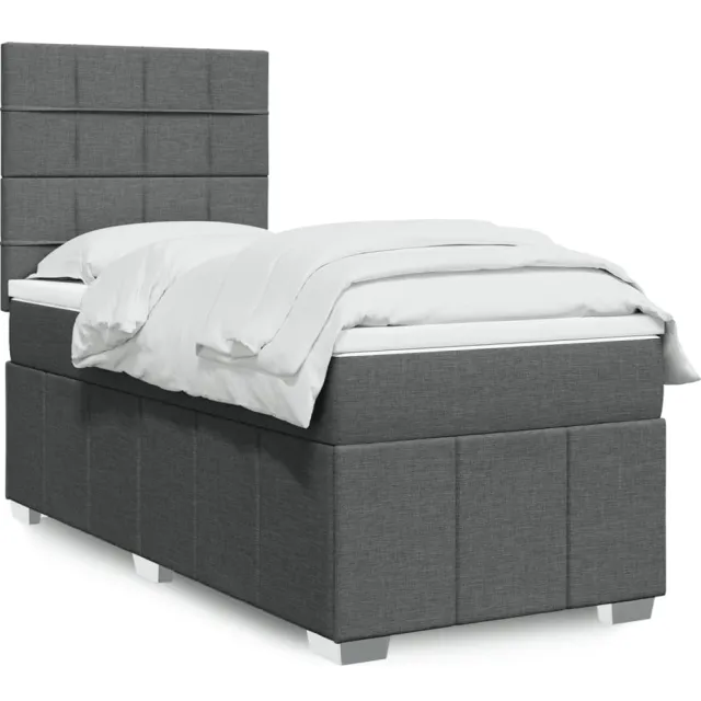 vidaXL Boxspring met matras stof donkergrijs 80x200 cm grijs