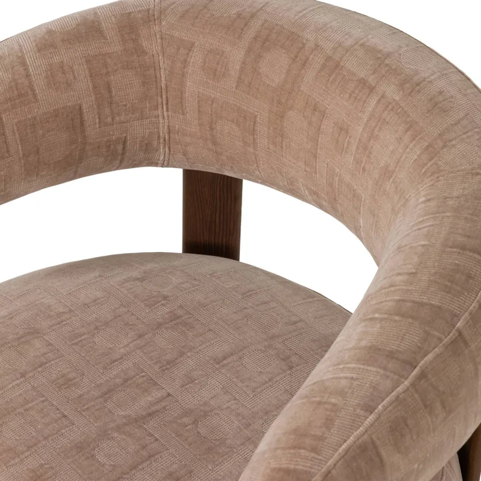 WOOOD Foon Fauteuil - Structuurstof - Zand - 78x82x73, foto 5