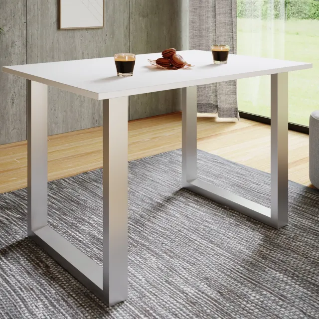 Vcm kleine tafel en stoelen, tafelstoel, eettafel en stoelen, kleine eettafel en stoelen, tafels en stoelen, compacte tafel en stoelen, kleine keukentafel en stoelen, tafel- en stoelset, keukentafels en stoelen, eettafels en stoelen Silber / Weiß