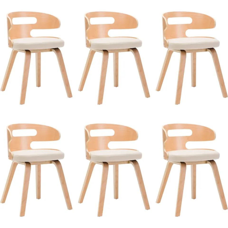 vidaXL Eetkamerstoelen 6 st gebogen hout en kunstleer crème, foto 3