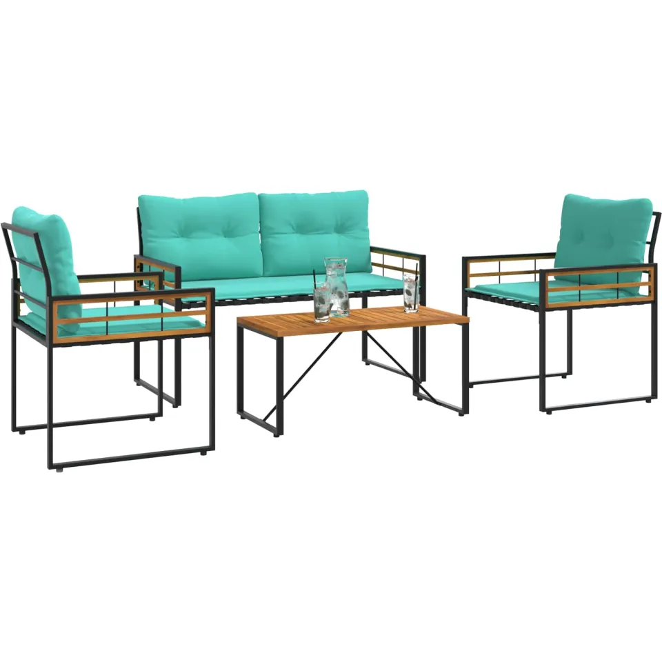 vidaXL Buitenmeubelset 4 st Turquoise