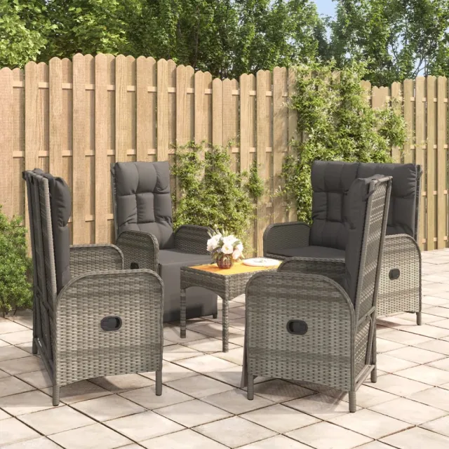 vidaXL 5-delige Tuinset met kussens poly rattan grijs, foto 2