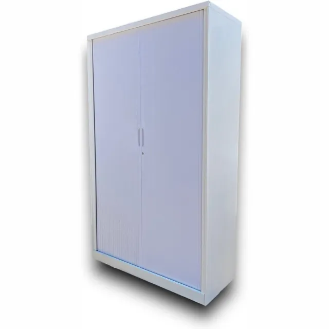 FERBOX - Kantoor & Design Metalen kantoorkast archiefkast roldeurkast dossierkast (195x120X45) - Met slot en 2 sleutels - Ook leverbaar in de kleuren zwart en antraciet! - grootste maat - 195x120x45 - jaloziedeur - schuifdeur Wit (XXL)