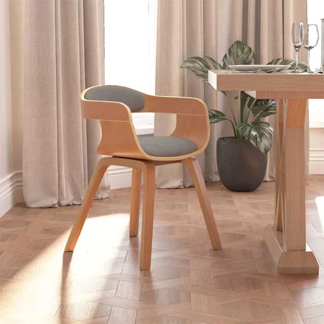 vidaXL Eetkamerstoel kunstleer en gebogen hout crèmekleurig