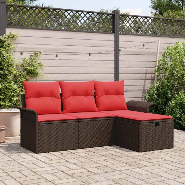 vidaXL Tuin Sofa Set 4 st Poly riet zwart, foto 2