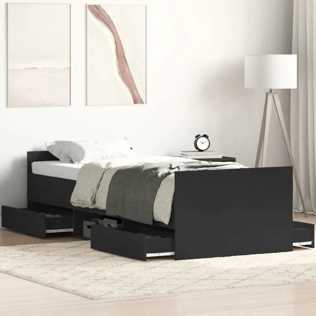 vidaXL Bedframe met hoofd- en voeteneinde zwart 100x200 cm