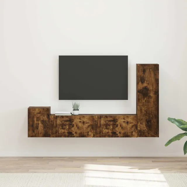 vidaXL Tv-meubelset 4 st 30 x 31 x 100 cm Gerookt eiken Bruin