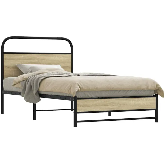 vidaXL Bedframe zonder matras bewerkt hout sonoma eikenkleur 100x200cm Bruin