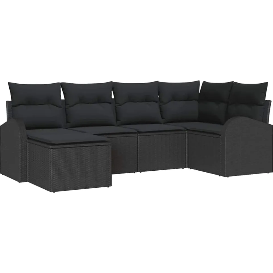 vidaXL Bankstel 6 st Zwart poly rattan