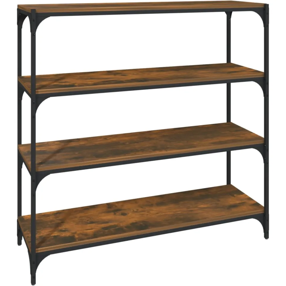 vidaXL Boekenkast 100x33x100 cm bewerkt hout en staal gerookt eiken Bruin