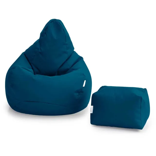 De Groen Home Gaming Zitzak Stoel met Voetenbankje Binnenshuis Buitenshuis Waterbestendig Zitzak met Ergonomisch Ontwerp Marokkaans Blauw, Zitzak met voetenbankje