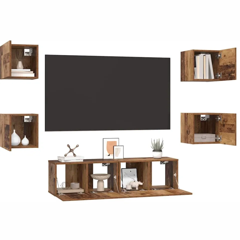 vidaXL Tv-meubelset 6 st 60 x 30 x 30 cm Oud Hout Bruin