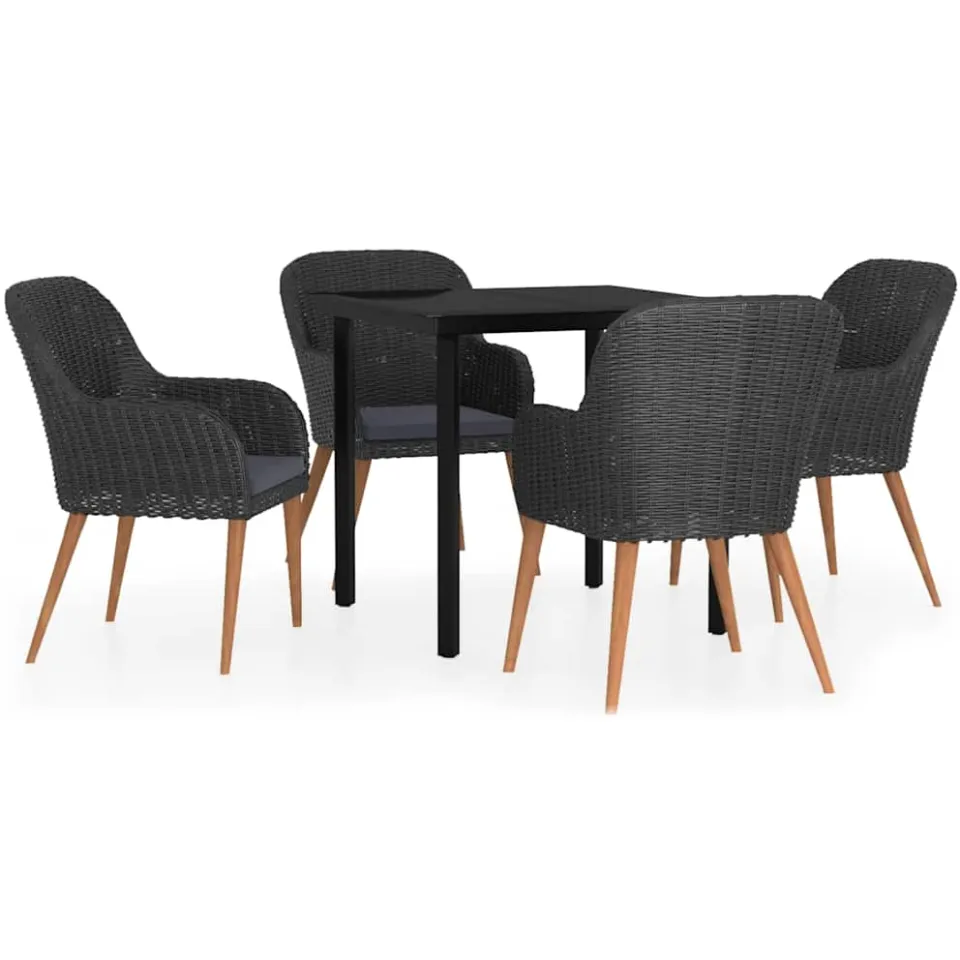 vidaXL 5-delige Tuinset met kussens zwart, foto 3