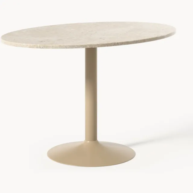 Westwing Collection Ovale eettafel Miley met marmeren blad, 120 x 80 cm Beige
