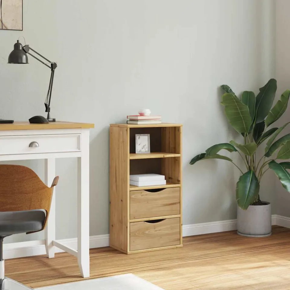 vidaXL Bijzetkast met lades 40x24x79 cm massief grenenhout bruin, foto 4