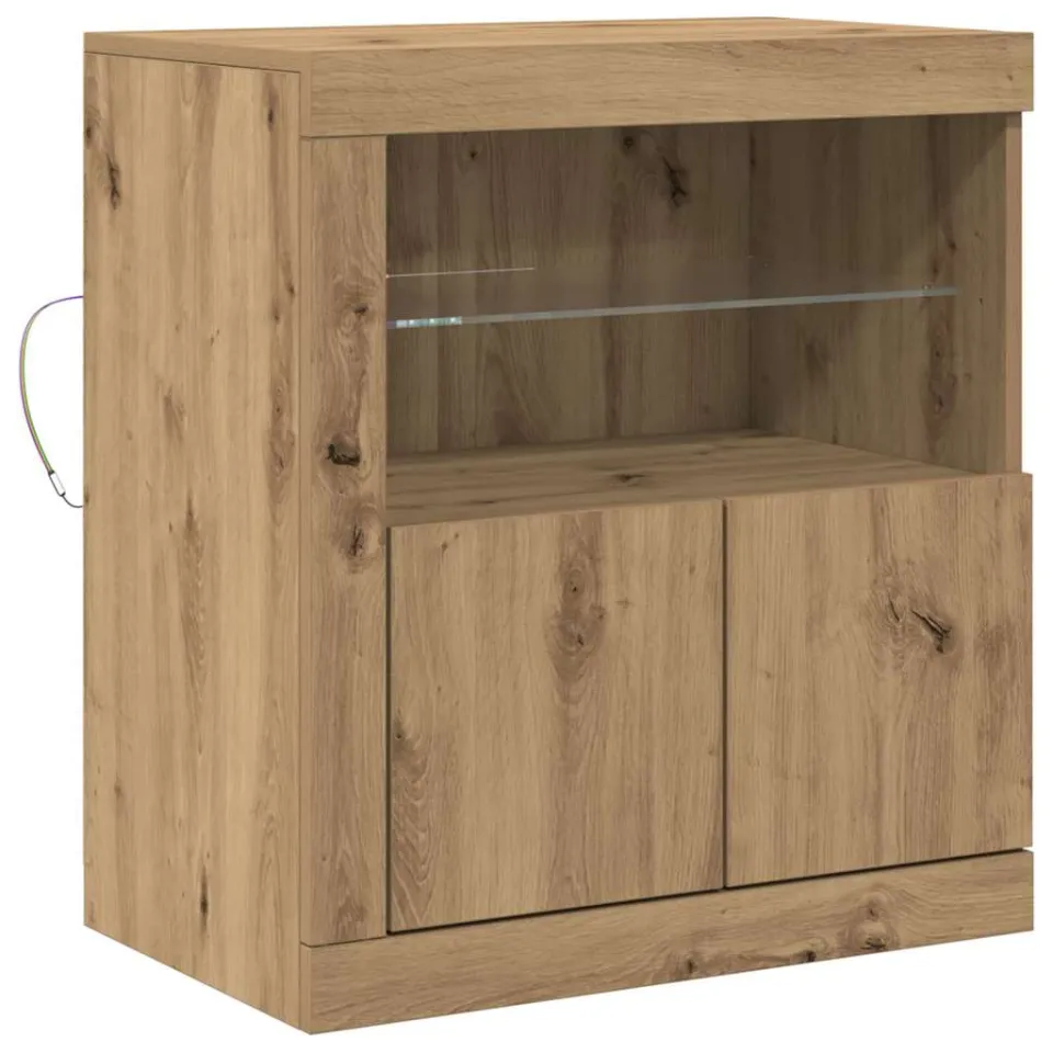 vidaXL LED Sideboard Bruin 60,5 x 37 x 67 cm Bewerkt hout, foto 3